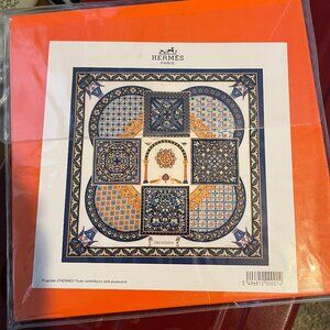 Hermes vintage scarf in blues and gold